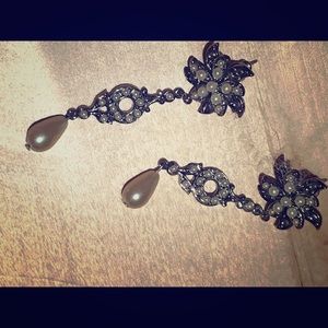 Costume Pearl like and Crystal Earrings